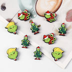 Silicone Focal Beads Christmas Grinch Face With Santa Hat 20pcs 5