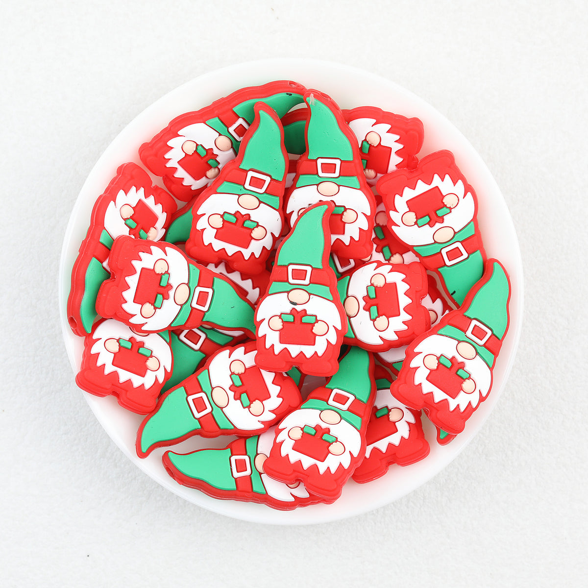 Christmas Gnome Silicone Focal Beads Wholesale, Red Present Design