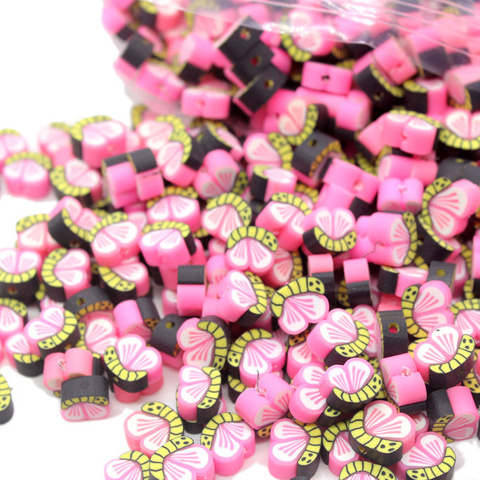 Fluttering Butterfly Clay Beads 10mm Pink Wings Polymer 1000pcs 2
