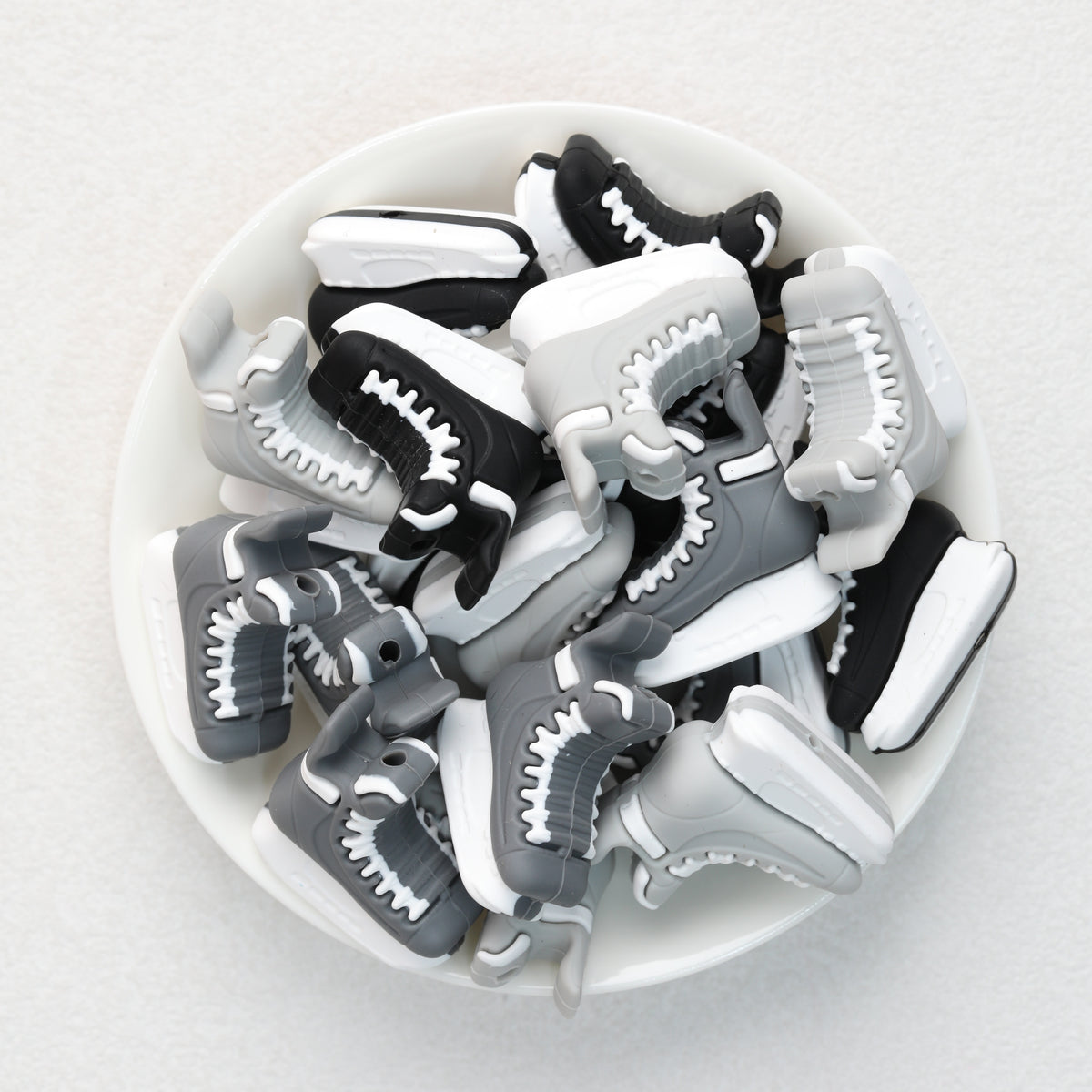  3D Grey Black Ice Skates Silicone Focal Beads 20Pcs 2