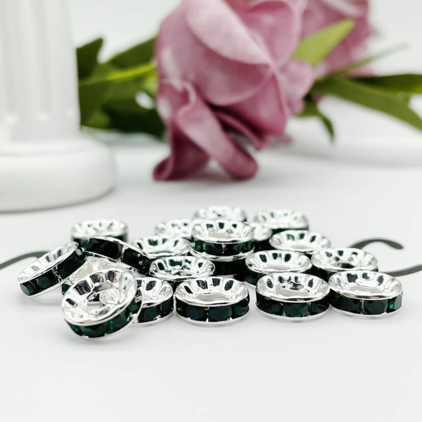 Copper Round Spacer Beads 10mm Large Hole Rhinestone 100pcs 17