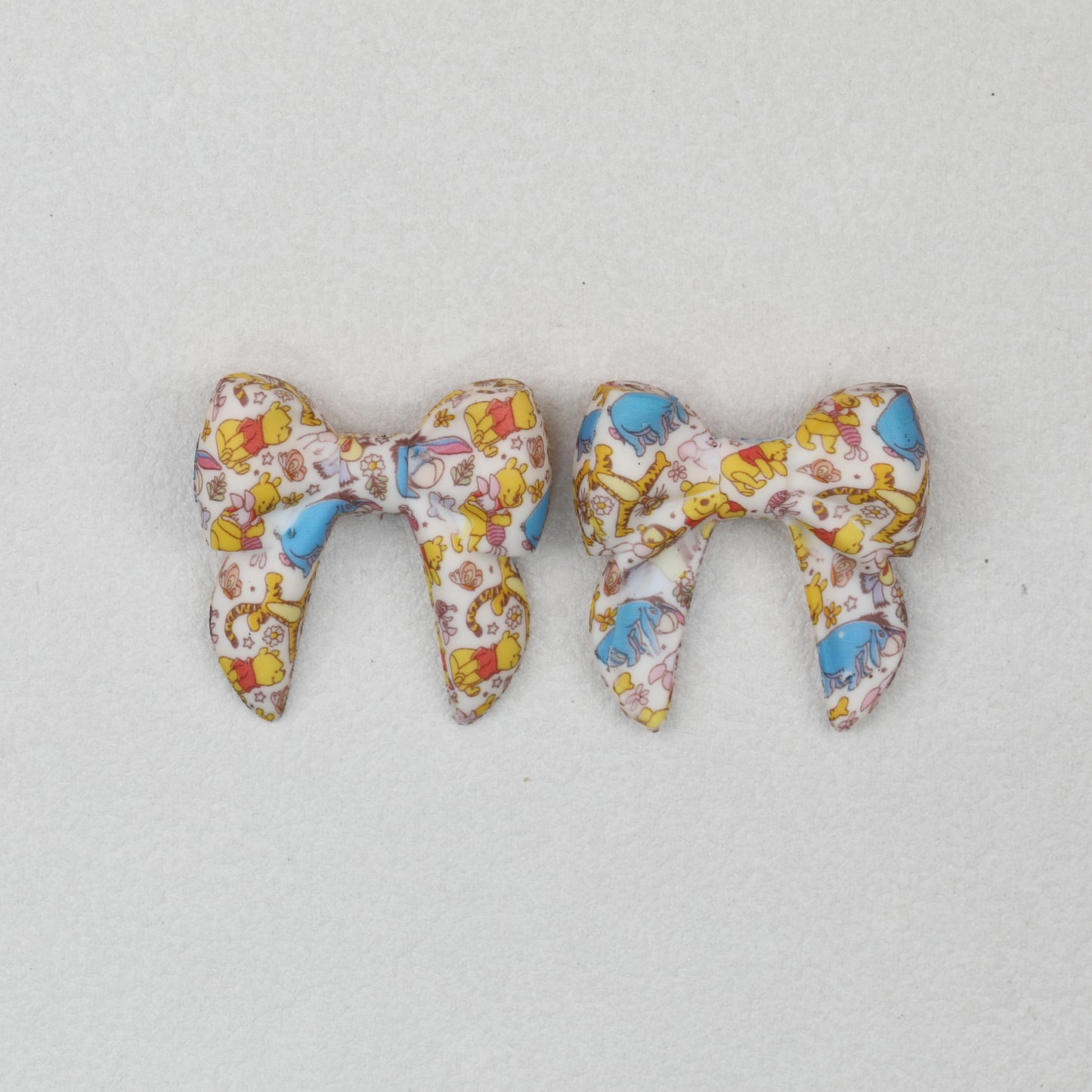3D Printed Bow Shape Silicone Beads Colorful Pattern 10pcs 11