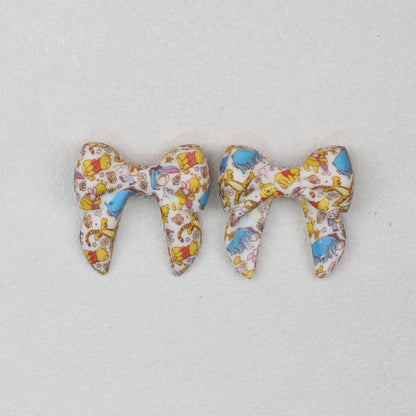 3D Printed Bow Shape Silicone Beads Colorful Pattern 10pcs 11
