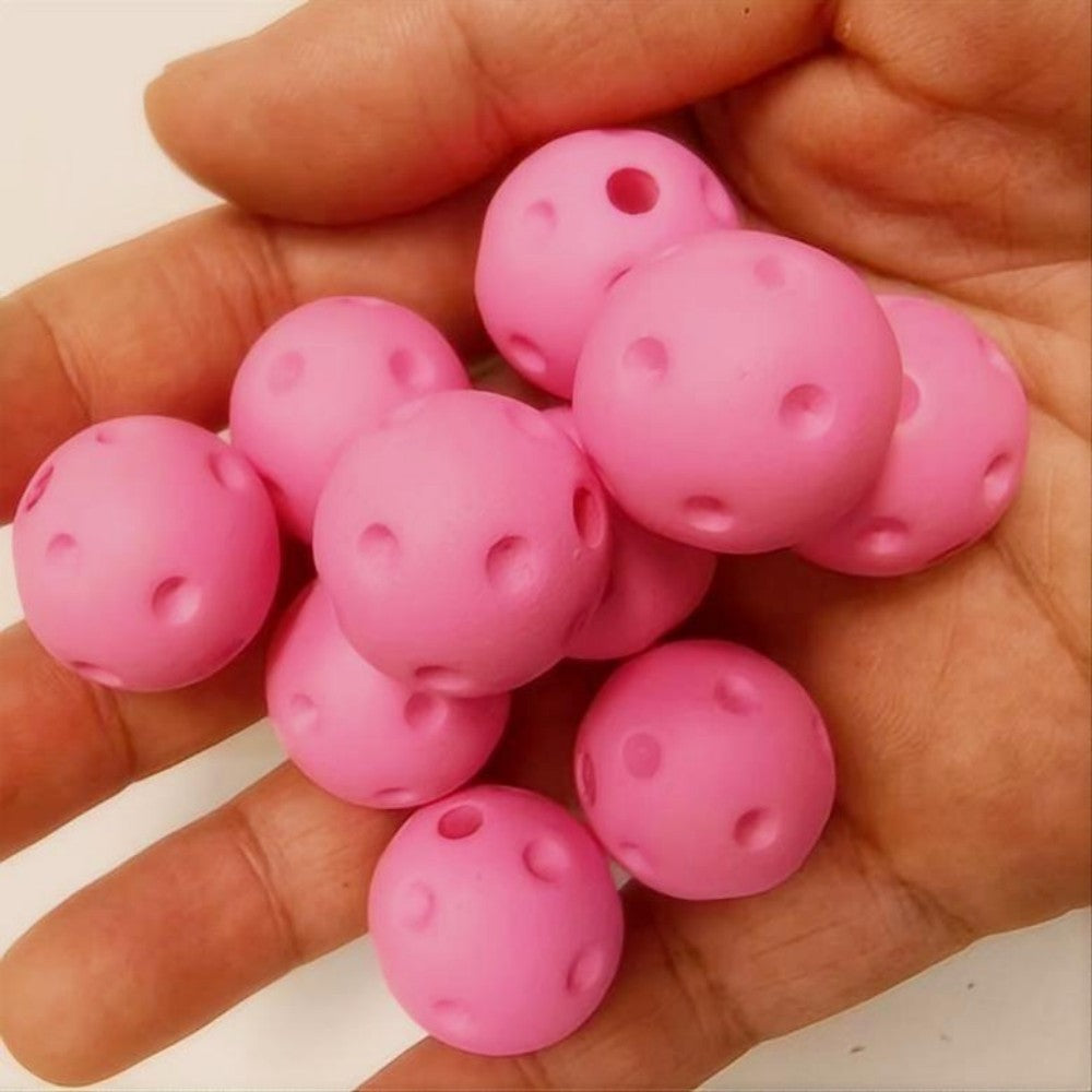 Matte Pink Golf Ball Style Bubblegum Beads 20mm 10pcs 2