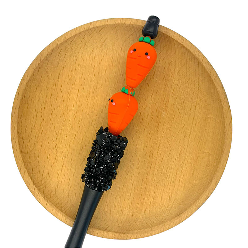 Silicone 3D Focal Beads Carrot Smiling Face Spring Charm 2