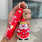 Silicone Christmas Elk Snowman Keychain Colorful Holiday Characters 6