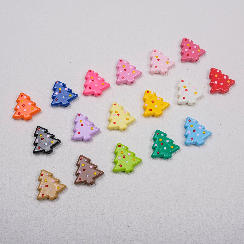 Lit Christmas Tree Acrylic Beads 21mm Colorful Holiday 20pcs 2