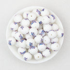 15mm Printed Pattern Silicone Beads Colorful Design 50pcs - Graffiti