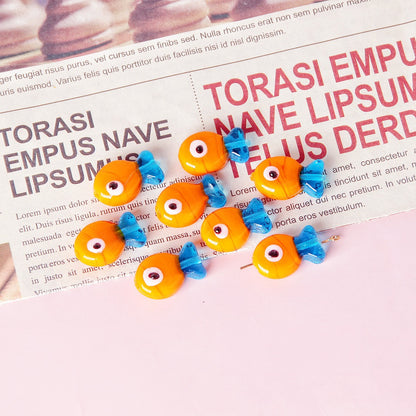 Small Fish Glass Beads 20x13mm Multi Color Glossy 10pcs 7