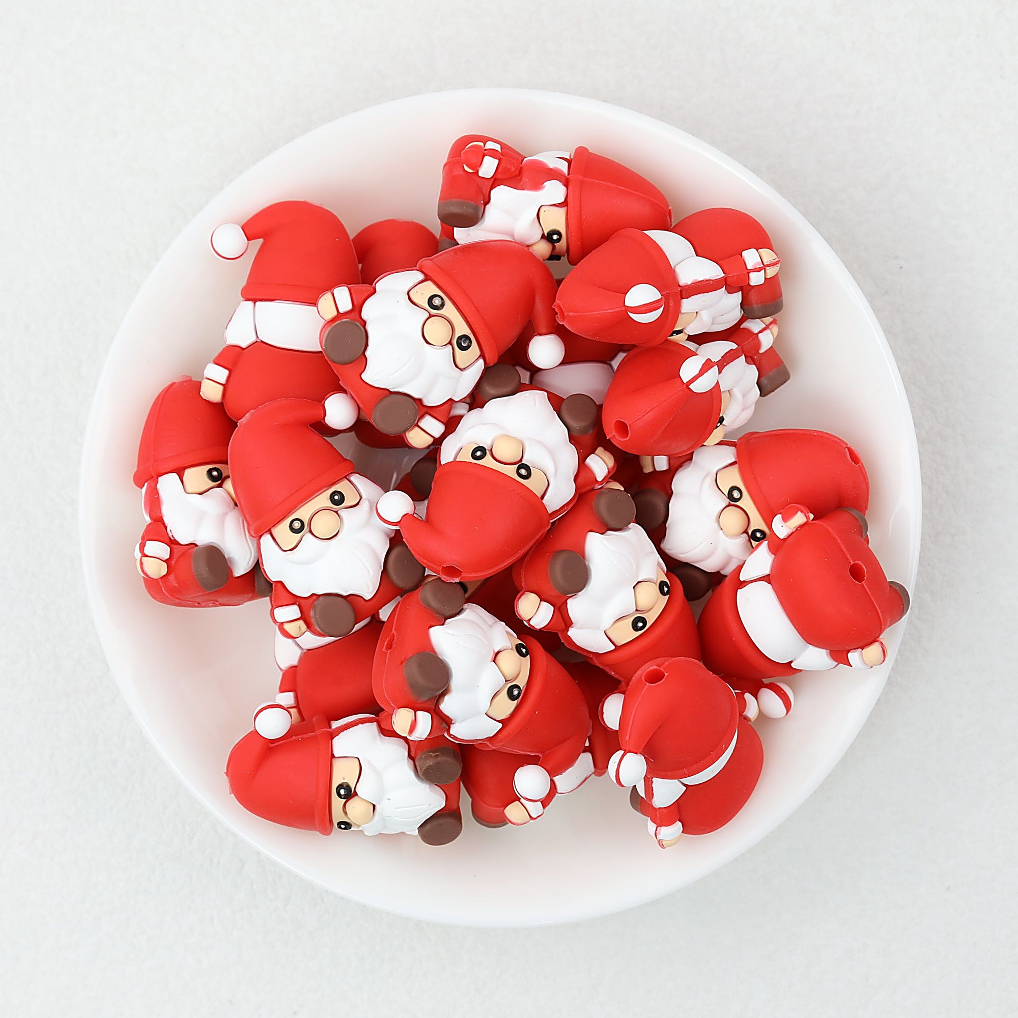 Silicone 3D Santa Claus Focal Beads Christmas Decoration 20pcs