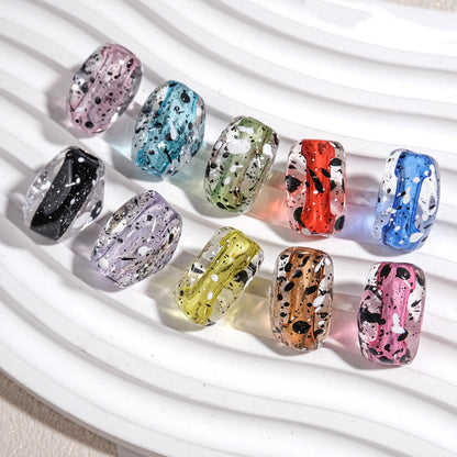 Transparent Rectangular Acrylic Beads 20mm Dyed Core Splash Ink 50pcs