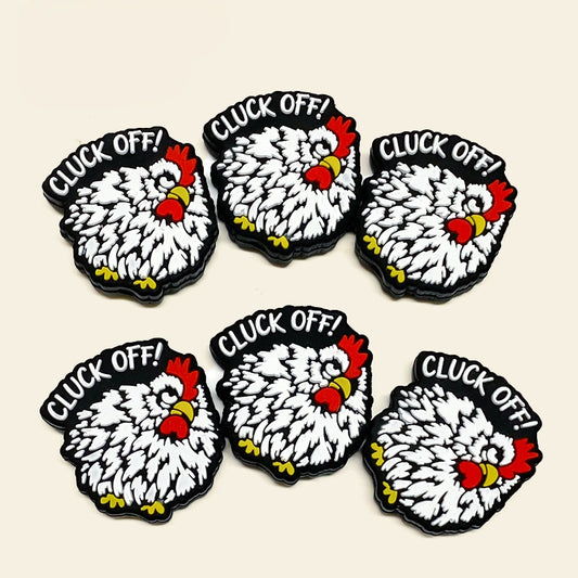 Silicone Focal Beads Chicken With Cluck Off Text 20pcs