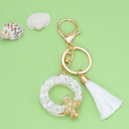 Tassel Letter A Keychain Resin Gold Flakes White Tassel 20