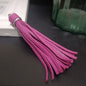 Silver PU Leather Tassel Keychain Metallic 9cm Length 22