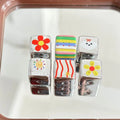 Square Acrylic Beads 14mm Silver Flower and Puppy Pattern 10pcs