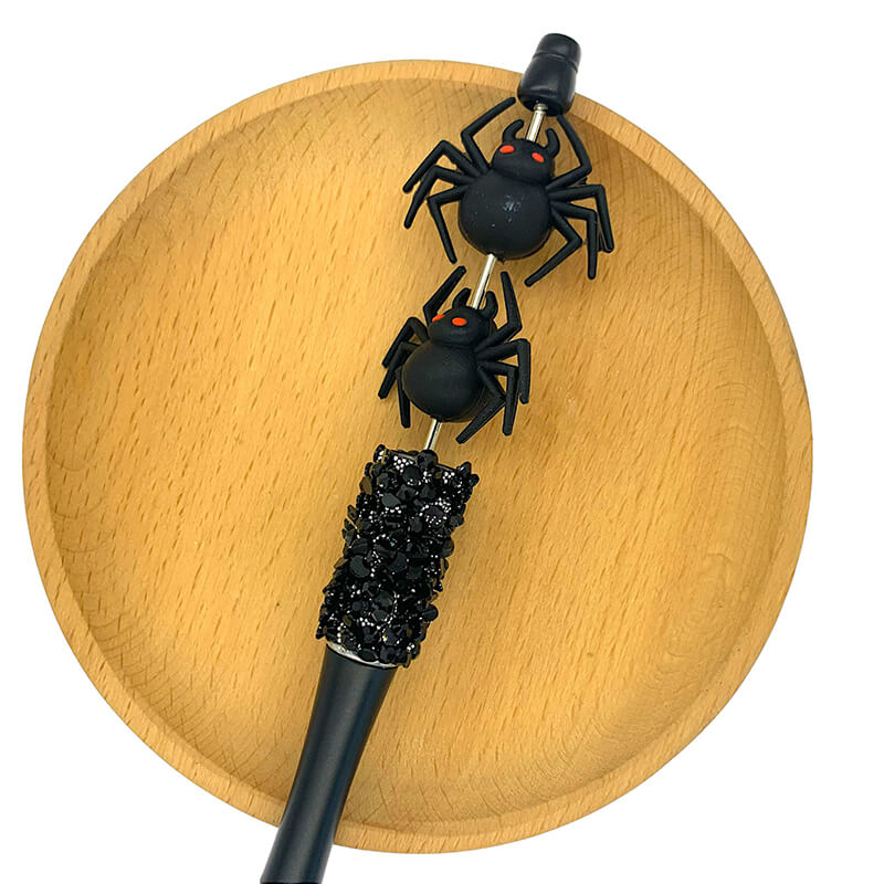 Silicone 3D Focal Beads Spider Halloween Red Eyes Black Design 2