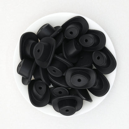 Western Style Silicone Cowboy Hat Focal Beads 20pcs - Black