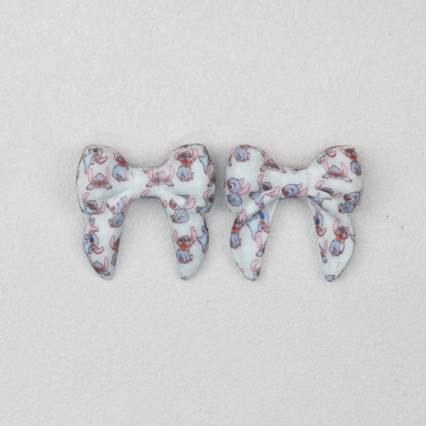 3D Printed Bow Shape Silicone Beads Colorful Pattern 10pcs 10