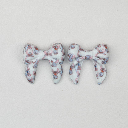 3D Printed Bow Shape Silicone Beads Colorful Pattern 10pcs 10
