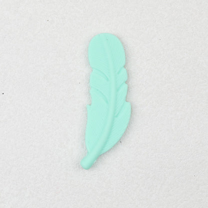 Colorful Feather Shaped Silicone Beads 20pcs - Mint Green