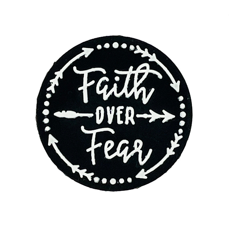Silicone Focal Beads Faith Over Fear Circle Badge Arrow Accents 20pcs 4