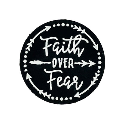 Silicone Focal Beads Faith Over Fear Circle Badge Arrow Accents 20pcs 4