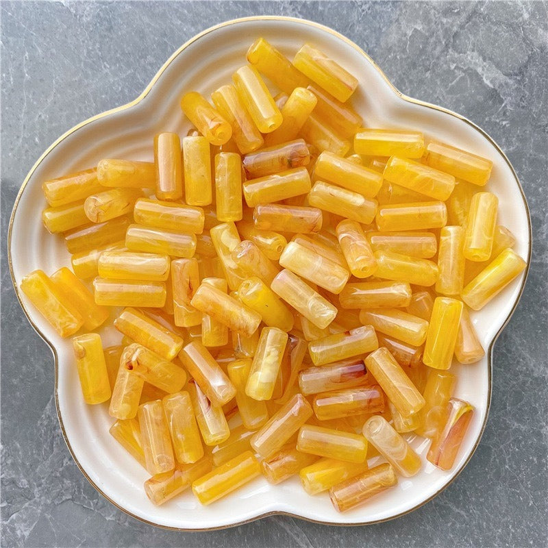 Acrylic Tube Beads 8x20mm Pastel Marbled Soft Glow 10pcs 7