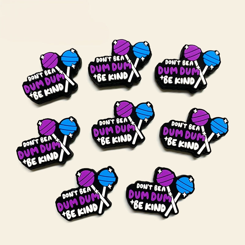 Silicone Focal Beads Cartoon Simulation Lollipop Be Kind Text 20pcs