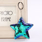 PU Star Sequins Keychain Soft Pink Reversible Sparkle 8cm 8