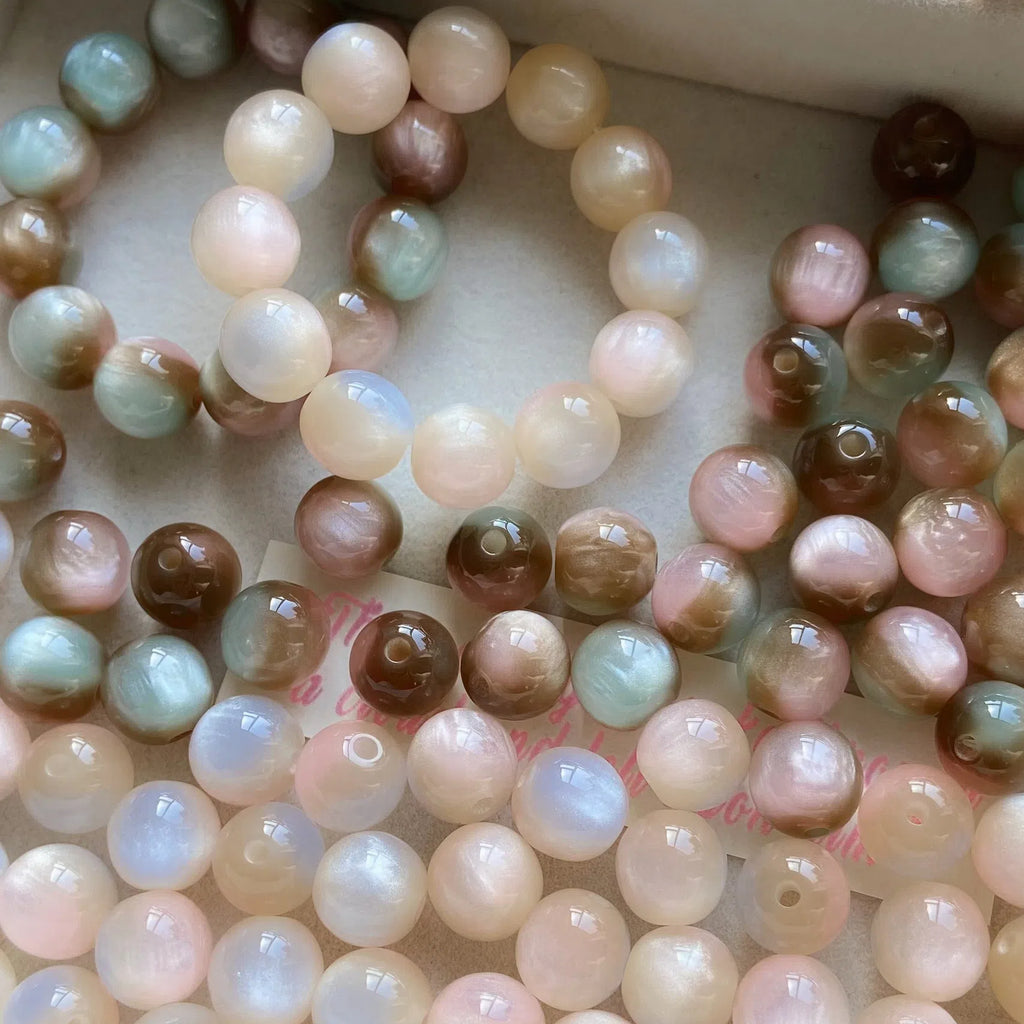 Pearlescent Gradient Resin Beads 8/10mm Pink Brown 50pcs