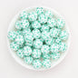 15mm Printed Leaf Pattern Silicone Round Beads 50pcs - Pumpkin Snow