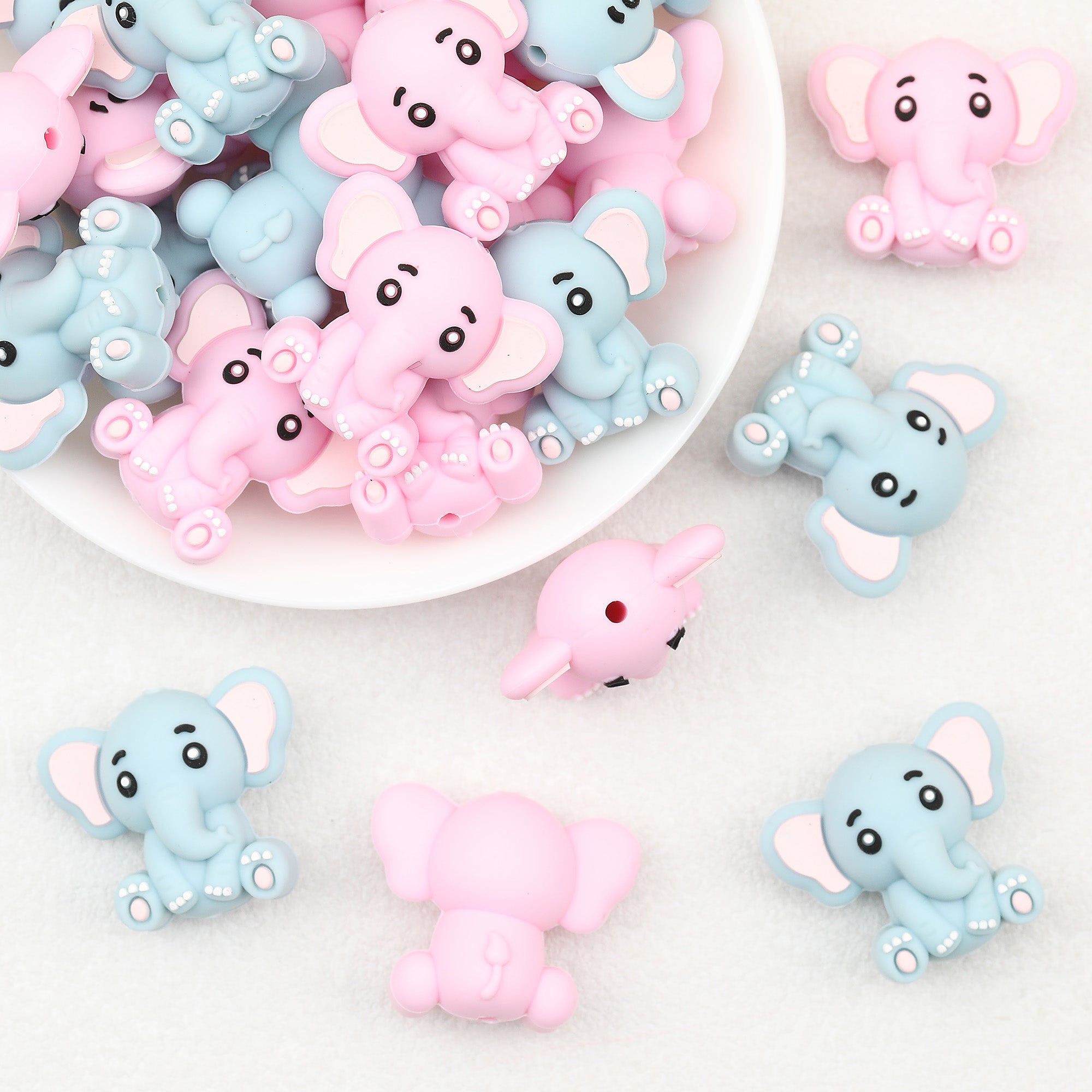 Cute 3D Elephant Silicone Focal Beads 20pcs