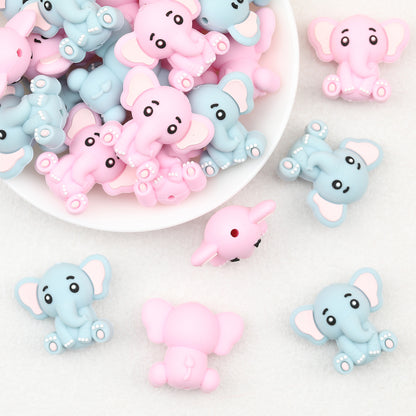 Cute 3D Elephant Silicone Focal Beads 20pcs