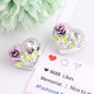 Fancy Heart Shaped Rose Rhinestone Alloy Beads 20mm 3pcs 7
