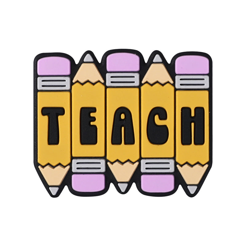 Silicone Focal Beads Teachers Day Heart Shaped Text Motifs 20pcs 15