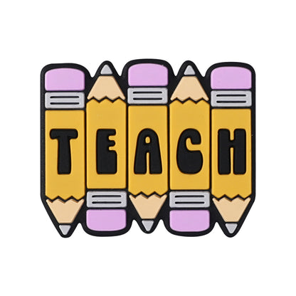 Silicone Focal Beads Teachers Day Heart Shaped Text Motifs 20pcs 15