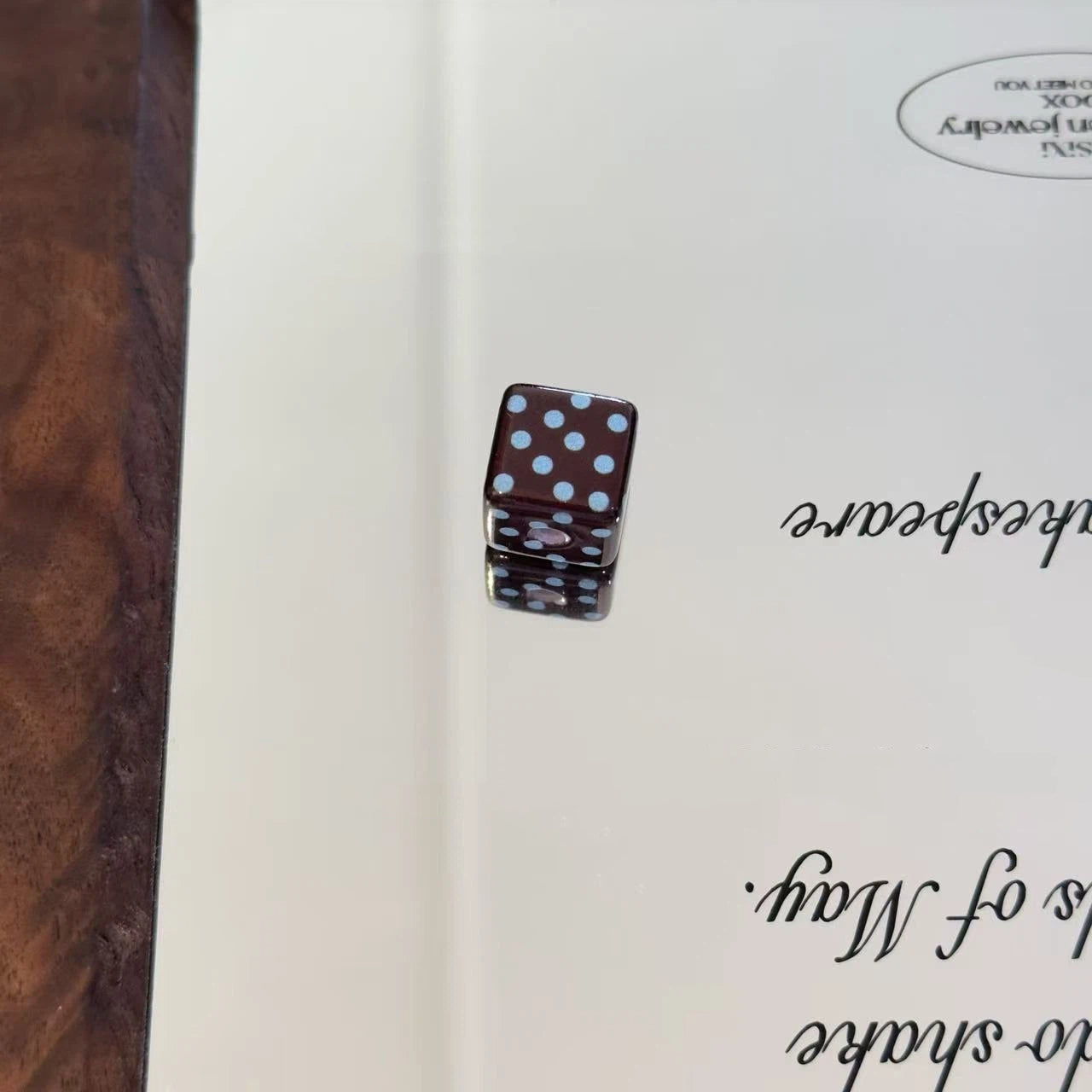 Coffee Tone Square Acrylic Beads 14mm Polka Dotted Glossy 10pcs 5