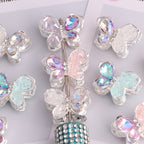 3pcs 20mm Irregular Crystal Rhinestone Butterfly Beads Silver Tone 2
