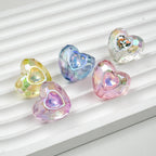 UV Plating Faceted Heart Acrylic Beads 21mm Transparent 10pcs 2