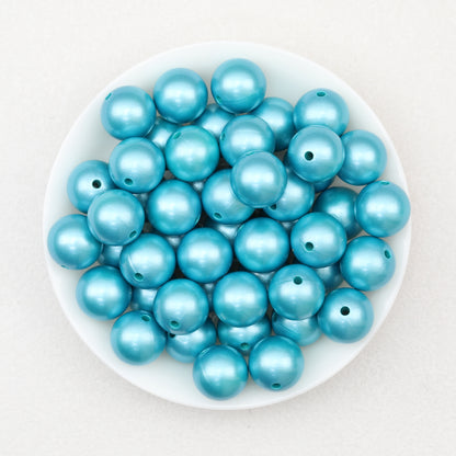 Metallic 15mm Round Silicone Beads 50pcs 8
