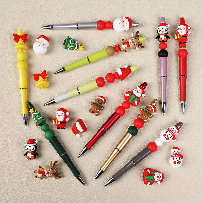 Silicone 3D Focal Beads Christmas Gingerbread Man Santa Claus Gift 20pcs 6
