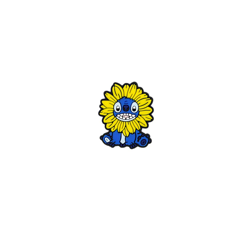 Silicone Focal Beads Sunflower Stitch Blue Face Yellow Petals 20pcs
