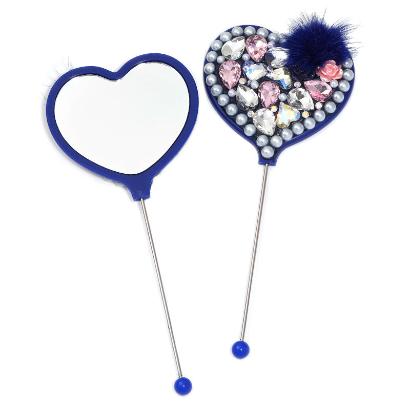 Beadable Heart Shape Handheld Makeup Mirror 32
