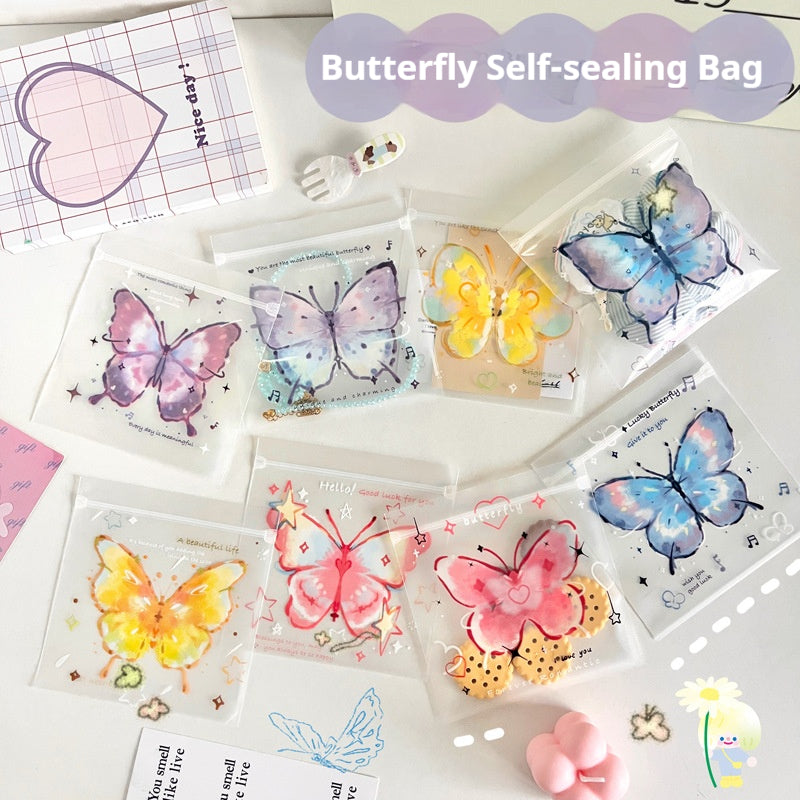 Butterfly Print Zip Lock Bags PE Plastic Top Seal 10.8x11.1cm 10pcs