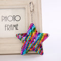 PU Star Sequins Keychain Soft Pink Reversible Sparkle 8cm 5