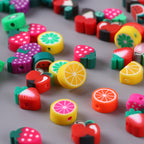 Flat Clay Beads 10mm Fruit Monochrome Polymer 200pcs