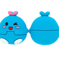 Silicone 3D Focal Beads Winking Face Rosy Cheeks with Pink Bow 1 Piece
