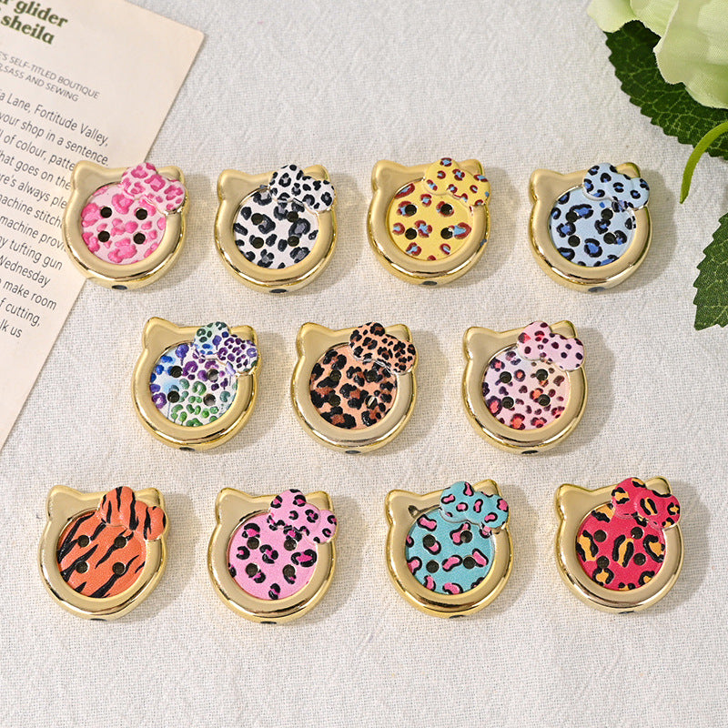 Leopard Print Cat Face Acrylic Button Beads 24mm 10pcs 3