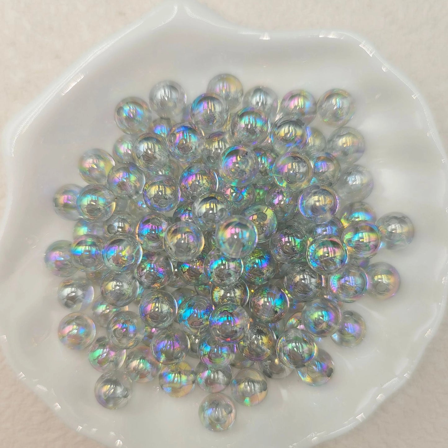 Plating Round Acrylic Beads 10mm Iridescent Transparent 950pcs 30