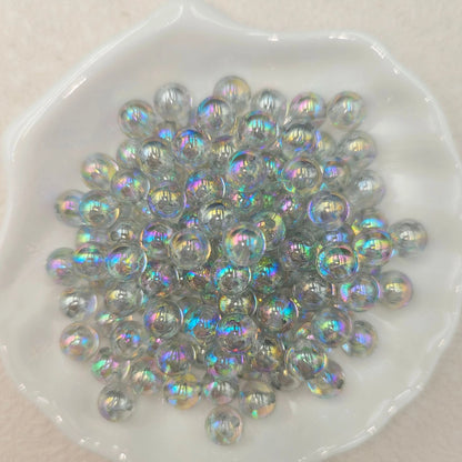 Plating Round Acrylic Beads 10mm Iridescent Transparent 950pcs 30